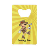 Geologe personalisiert Retro Cartoon Geologe Kreditkarten Flaschenöffner (Rückseite)