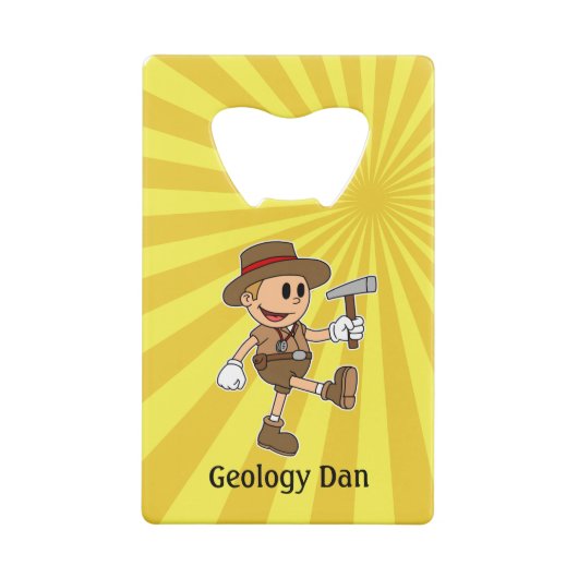 Geologe personalisiert Retro Cartoon Geologe Kreditkarten Flaschenöffner (Rückseite)