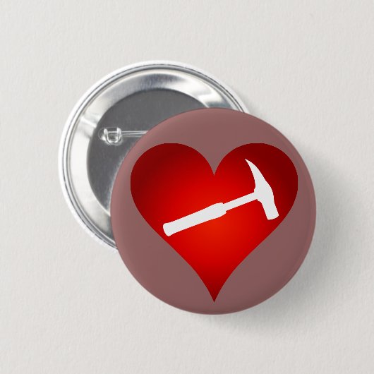 Geologen-Herz und Felshammer Button (Vorne & Hinten)