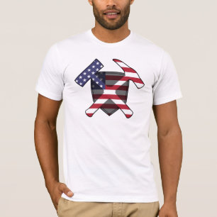 Geologen-USA-Flagge Rock Hammer Logo T-Shirt