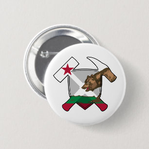 Geologenhammer Schild - Flagge Kaliforniens Button