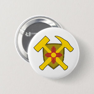 Geologenhammer-Schild - Flagge von New Mexico Button