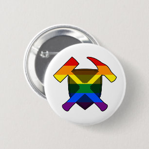 Geologenhammer Schild - LGBT Regenbogenflagge Button