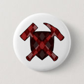 Geologenhammer Schild - Rot Argyle Button (Vorderseite)