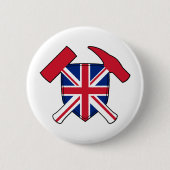 Geologenhammer und Union Jack Logo Button (Vorderseite)
