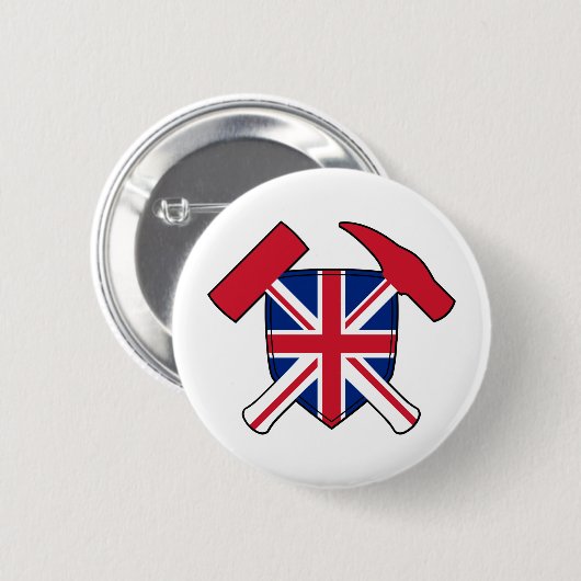 Geologenhammer und Union Jack Logo Button (Vorne & Hinten)