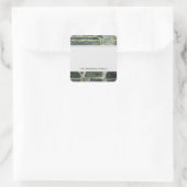 Geologie Alte Steinmauer mit Textetikett Quadratischer Aufkleber (Tasche)