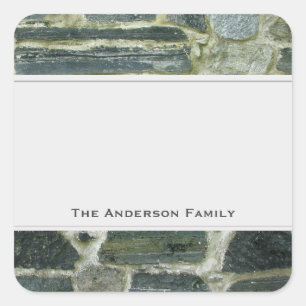 Geologie Alte Steinmauer mit Textetikett Quadratischer Aufkleber