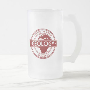 Geologie, die das Weltlogo (Europa, formt) Mattglas Bierglas