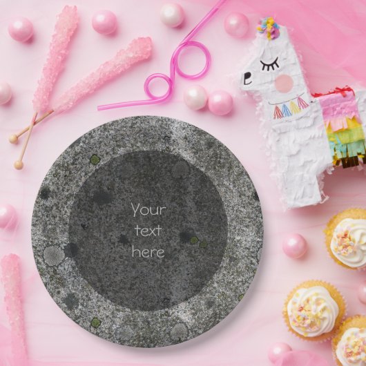 Geologie Grau Granit mit Moss Details Text Pappteller (Party)