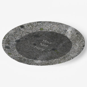 Geologie Grau Granit mit Moss Details Text Pappteller