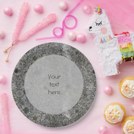 Geologie Grau Granit mit Moss Details Text Pappteller (Party)