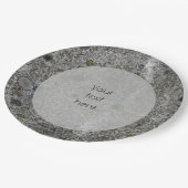 Geologie Grau Granit mit Moss Details Text Pappteller (Schrägansicht)