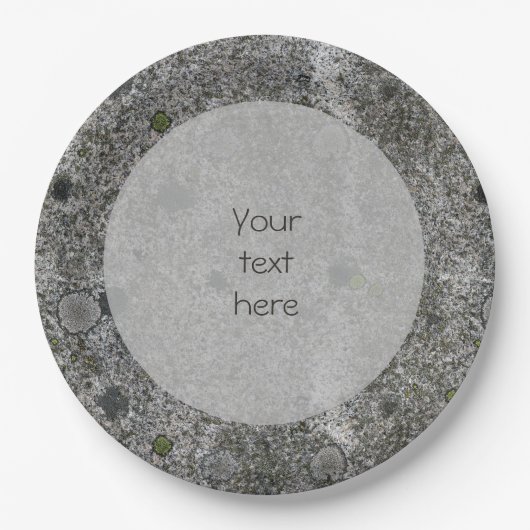 Geologie Grau Granit mit Moss Details Text Pappteller (Vorderseite)