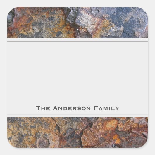Geologie-Grungy-Rock mit Textekennzeichen Quadratischer Aufkleber (Vorderseite)
