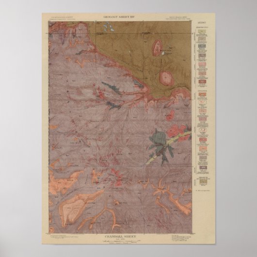Geologie-Karte, Yellowstone National Part, Wyoming Poster (Vorne)