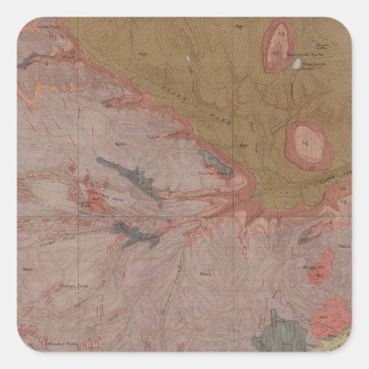 Geologie-Karte, Yellowstone National Part, Wyoming Quadratischer Aufkleber (Vorderseite)
