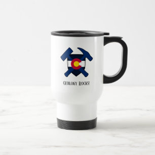 "Geologie Rocks" Colorado State Flag Hammer Logo Reisebecher