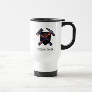 "Geologie Rocks" Hammer-Logo mit vulkanischem Lava Reisebecher