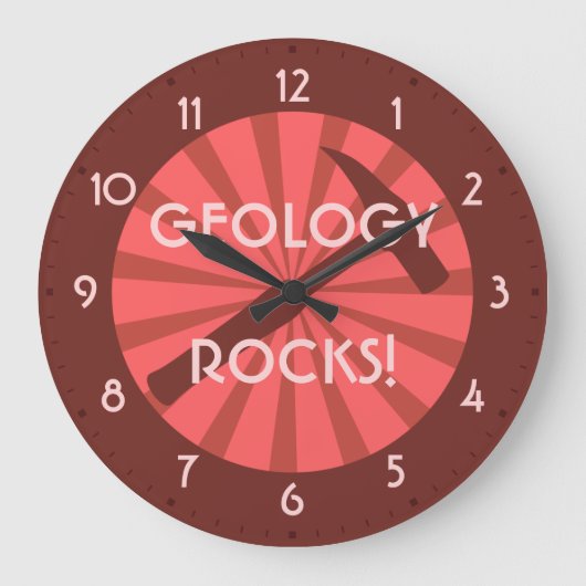 Geologie-Steine! Hammer-Abzeichen Große Wanduhr (Vorderseite)