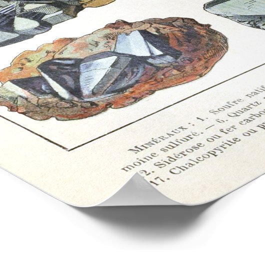 Geologie Vintager Mineralien Poster (Ecke)