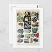 Geologie Vintager Mineralien Postkarte (Vorne/Hinten)