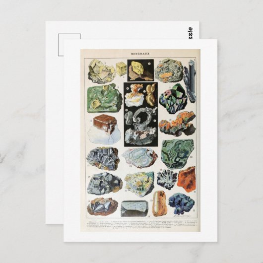 Geologie Vintager Mineralien Postkarte (Vorne/Hinten)