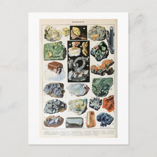 Geologie Vintager Mineralien Postkarte (Vorderseite)