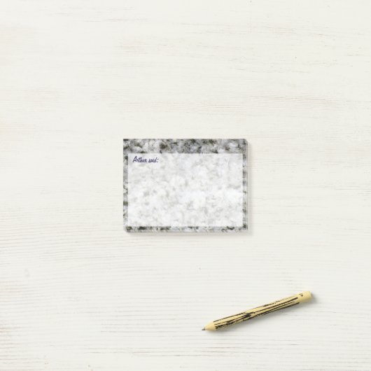 Geologie Weißer Granitfelsen Textur mit Text Post-it Klebezettel (Auf Schreibtisch)