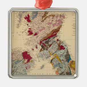 Geologische Karte, britische Inseln Silbernes Ornament
