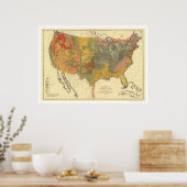 Geologische Karte der USA 1872 Poster (Küche)