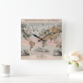 Geologische Karte der Welt Quadratische Wanduhr (Zuhause)