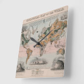 Geologische Karte der Welt Quadratische Wanduhr (Winkel)