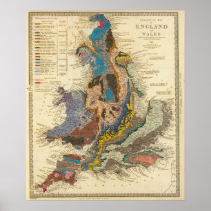 Geologische Karte, England, Wales Poster