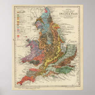 Geologische Karte England, Wales Poster
