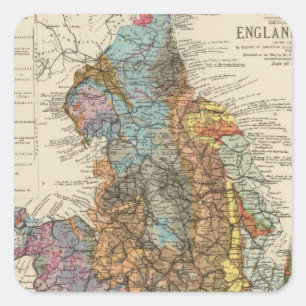 Geologische Karte England, Wales Quadratischer Aufkleber