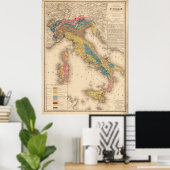 Geologische Karte Italiens 1844 Poster (Heimbüro)