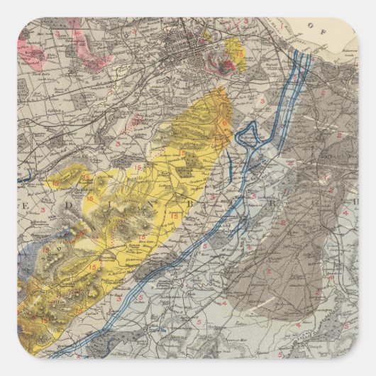 Geologische Karte von Edinburgh Quadratischer Aufkleber (Vorderseite)