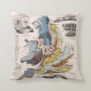 Geologische Karte von England Kissen