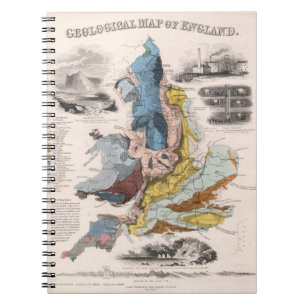 Geologische Karte von England Notizblock