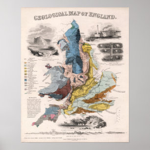 Geologische Karte von England Poster