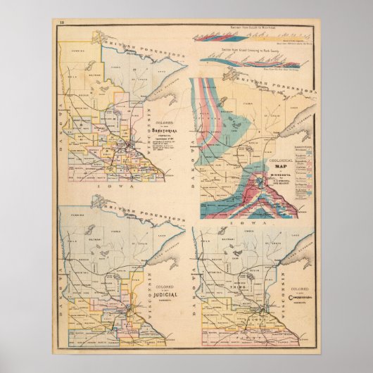 Geologische Karte von Minnesota durch NH Winchell Poster (Vorne)