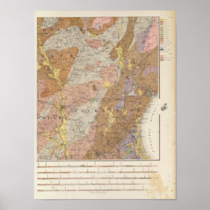 Geologische Karte von New Hampshire 4 Poster
