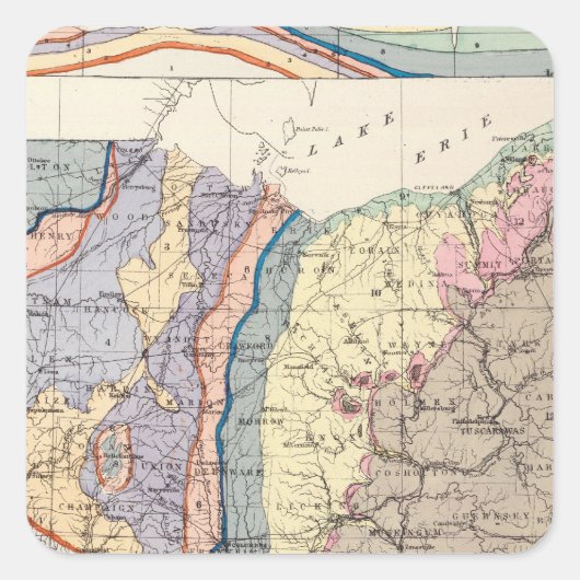 Geologische Karte von Ohio Quadratischer Aufkleber (Vorderseite)