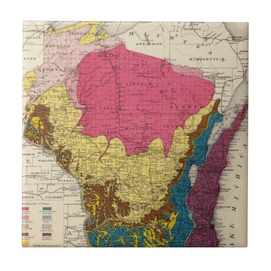 Geologische Karte von Wisconsin Fliese (Vorderseite)