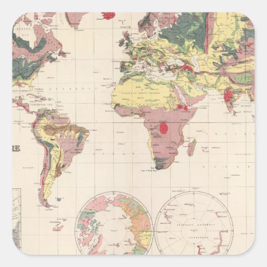 Geologische Struktur des Globus Quadratischer Aufkleber (Vorderseite)