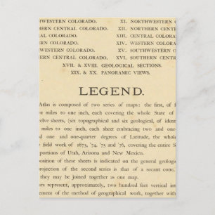Geologische und geografische Atlas von Colorado Postkarte