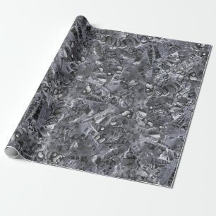 Geologisches Meeresleben Motiv Schwarzweißdruck Geschenkpapier