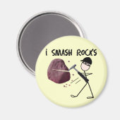 Geologist Stickman "I Smash Rocks" Magnet (Vorderseite/Rückseite)
