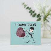 Geologist Stickman "I Smash Rocks" Postkarte (Stehend Vorderseite)